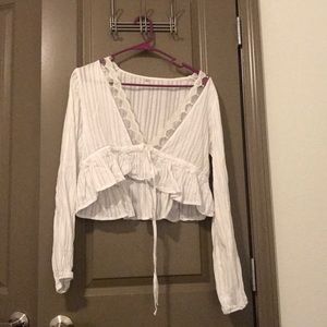 White long sleeve top
